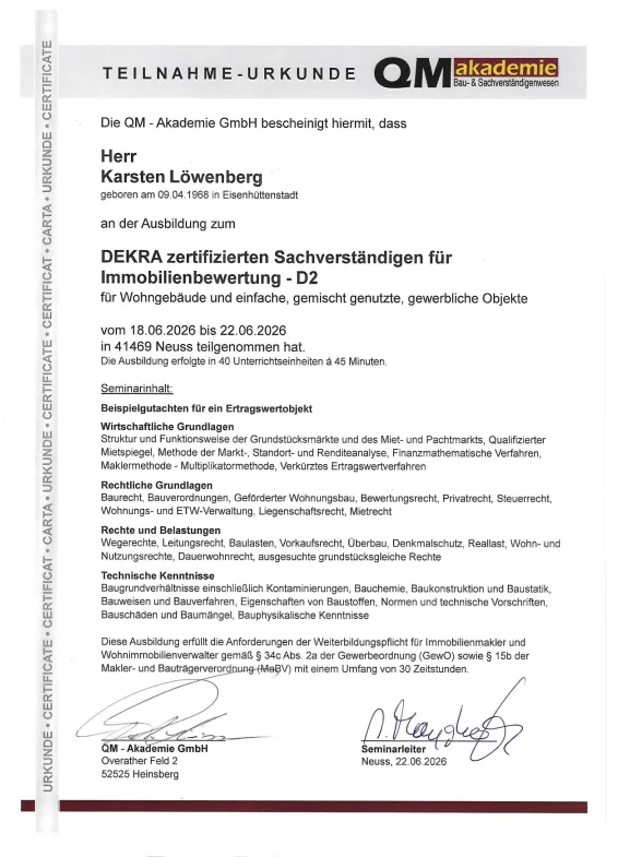 Zertifizierter Sachverständiger D2